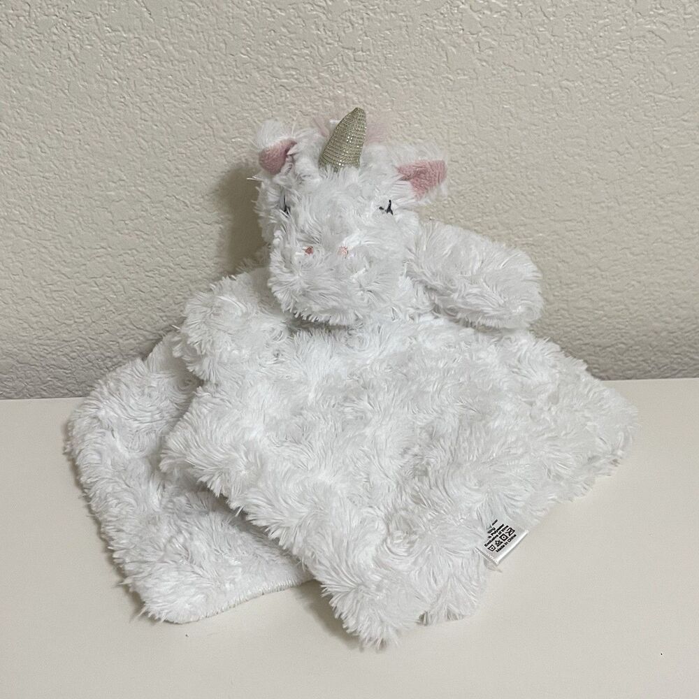 OOBles White Unicorn Rattle Security Blanket Lovey Lovie Blankie